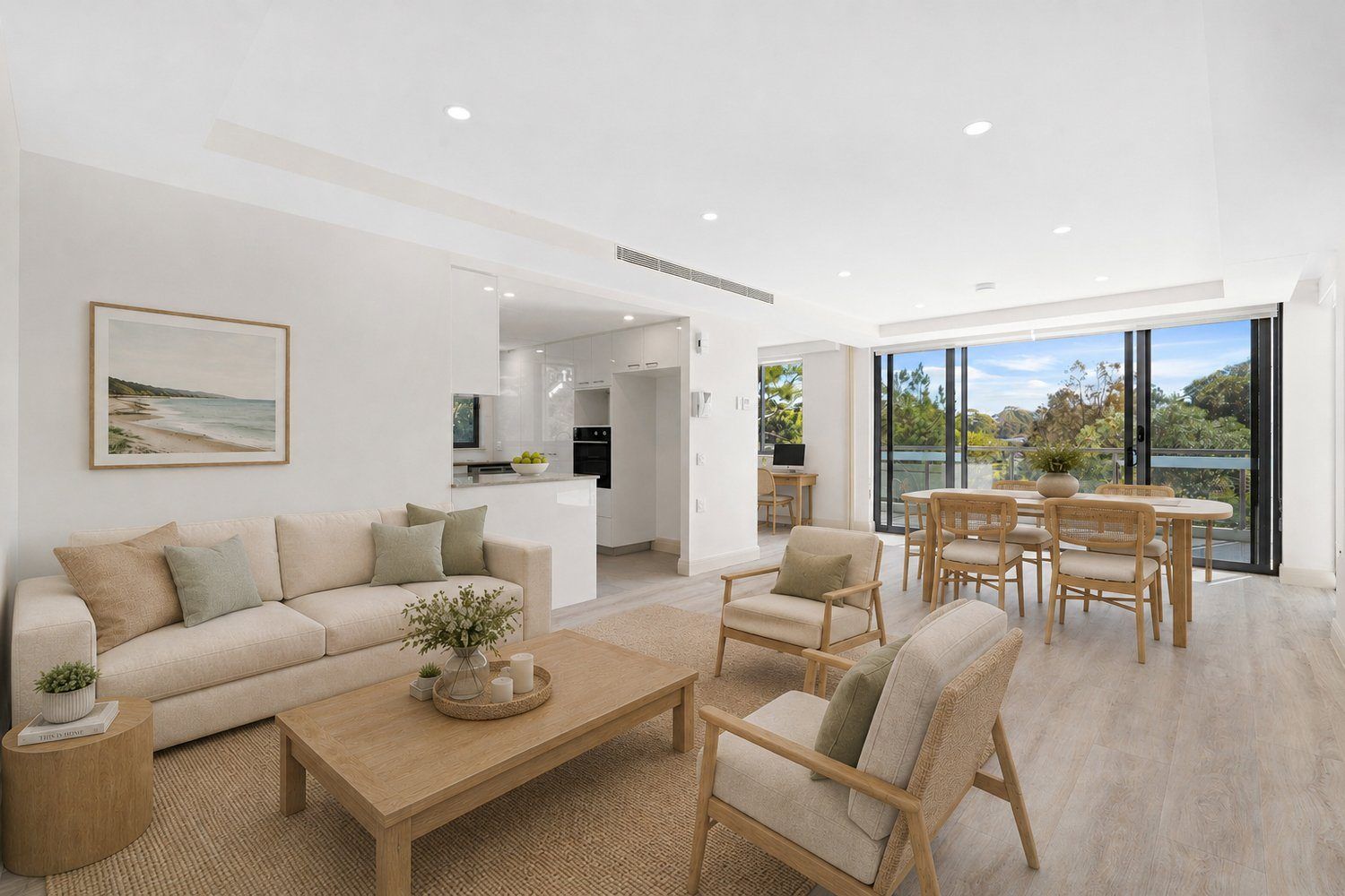 Spacious Three-Bedroom Apartment with Bayside Balcony View