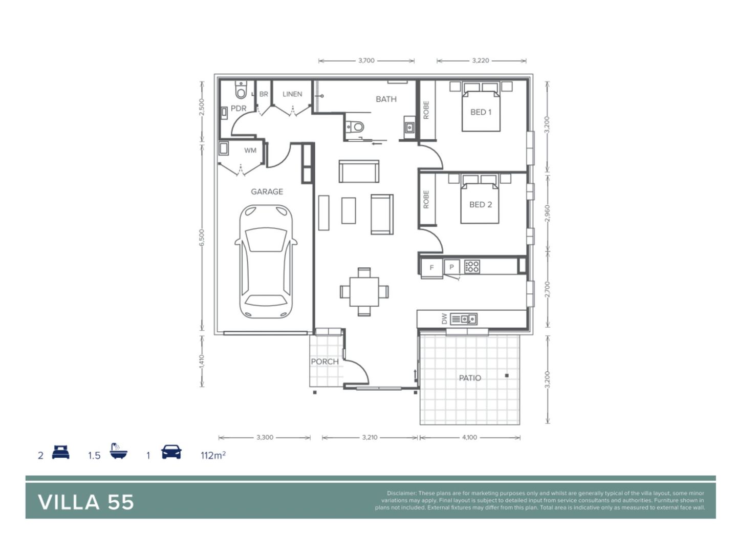Villa 55 | 2 bed + 1 bath + powder - Oak Tree Retirement Village Goonellabah