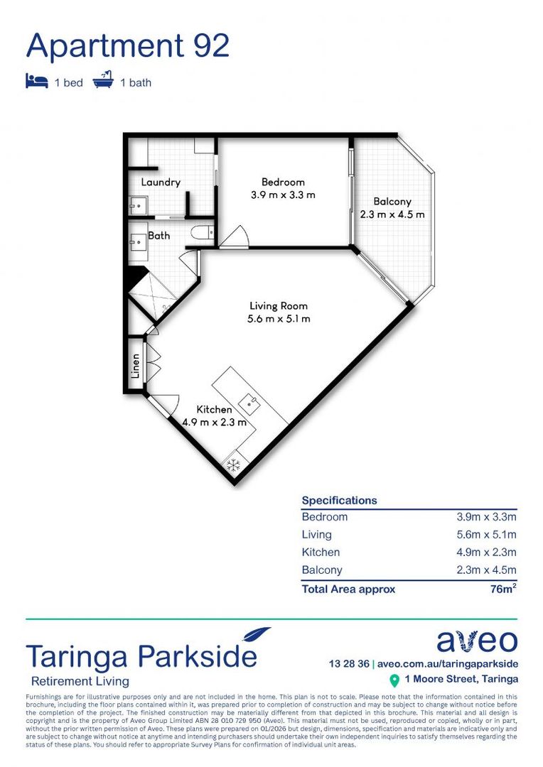 Conveniently located one-bedroom apartment with lovely view