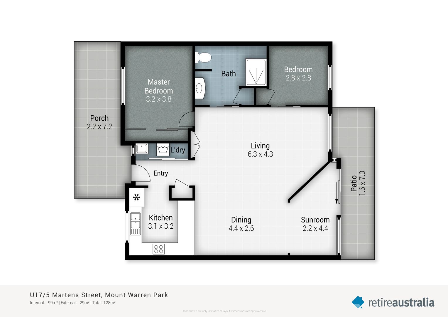 Stunning, spacious two bedroom villa with solar water and electricity!