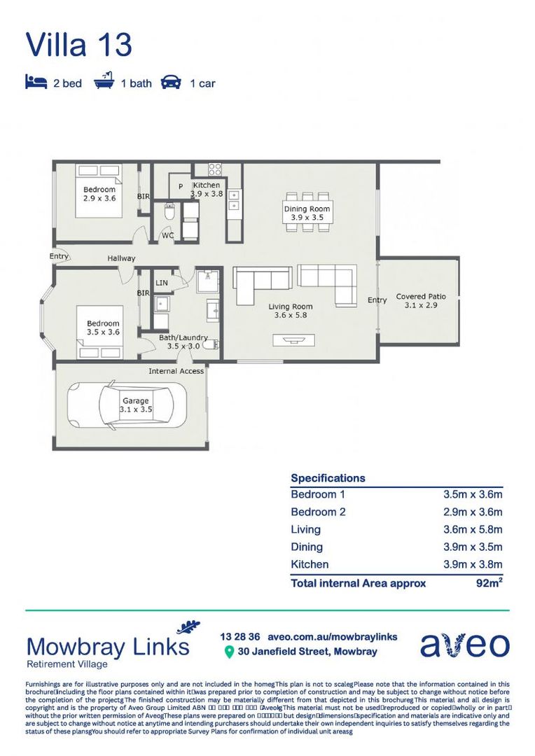 Spacious villa with golf course views