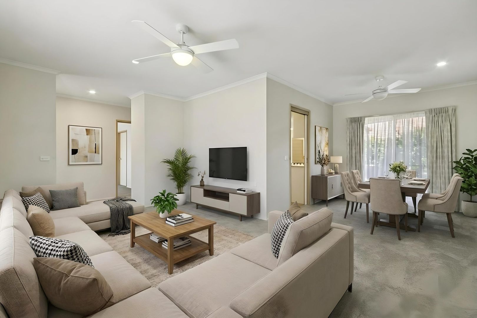 Free-standing two-bedroom villa with a study in a quiet court