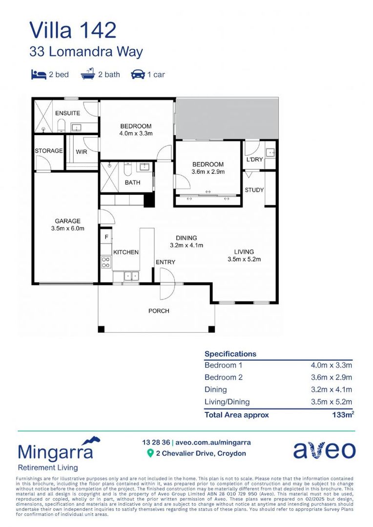 Modern 2-bedroom villa with private courtyard