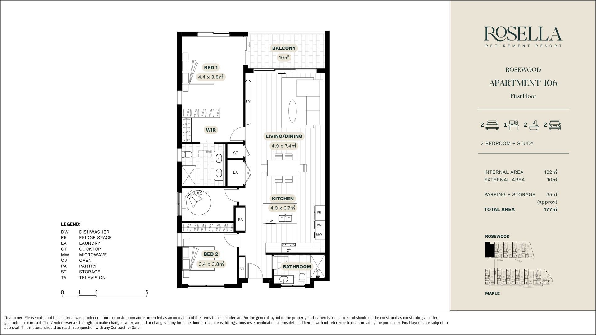 2 Bedroom + Study Retirement Apartment in Dural