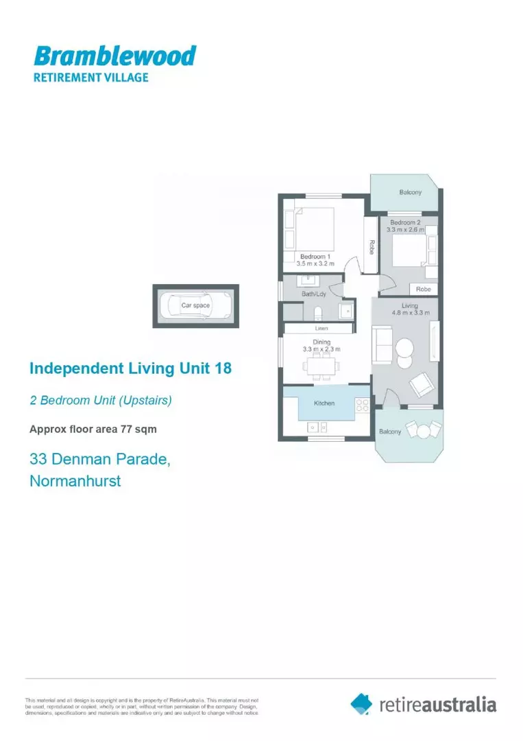 Newly renovated 2 bedroom elevated apartment set amongst tranquil grounds of the village.