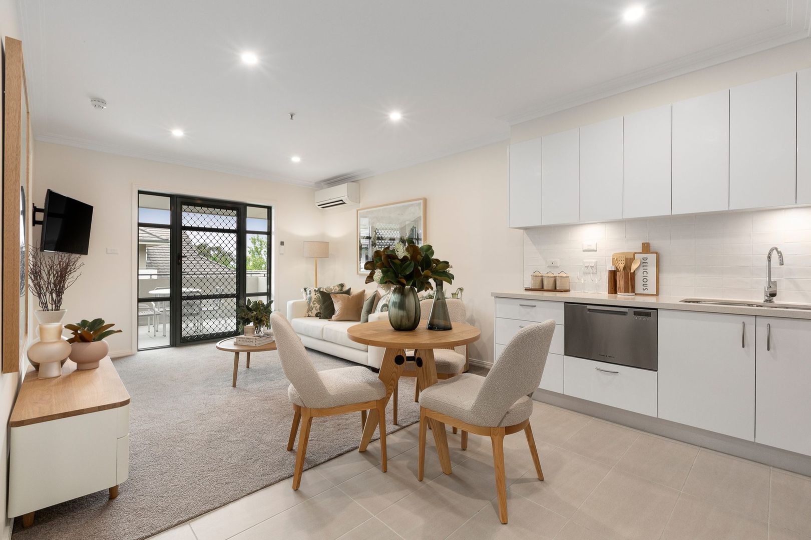Courtyard-facing apartment on level 3 with serene views