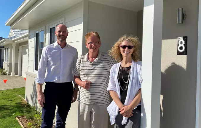 Andrew Ralph from Land Lease Home Loans, Sharon Manson from Ingenia Lifestyle and client Ross Hale at Ingenia Lifestyle Hervey Bay