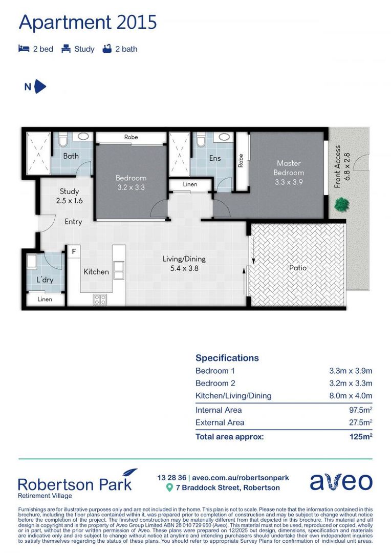 Light, bright and spacious two-bedroom apartment