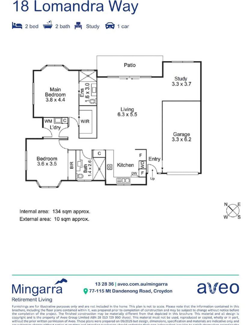 Modern 2-bedroom and study villa with private courtyard