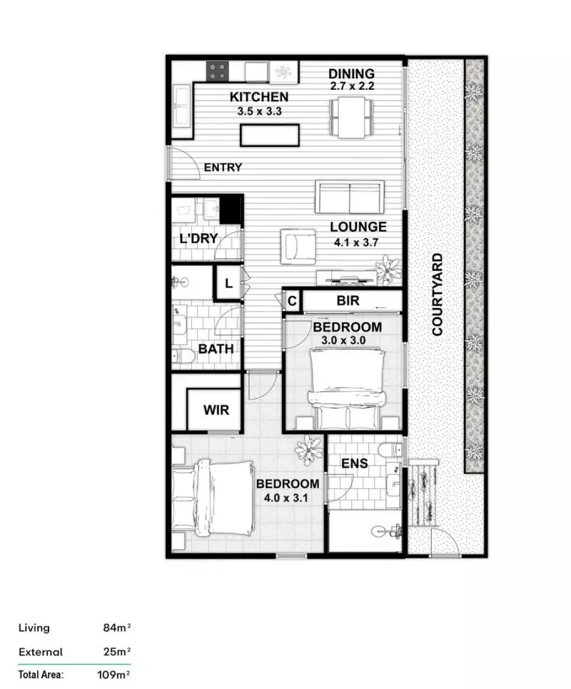 Stunning new and spacious north-facing apartment