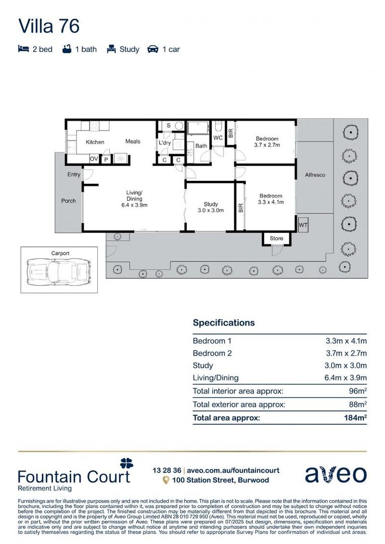 Newly refurbished 2-bedroom plus study villa