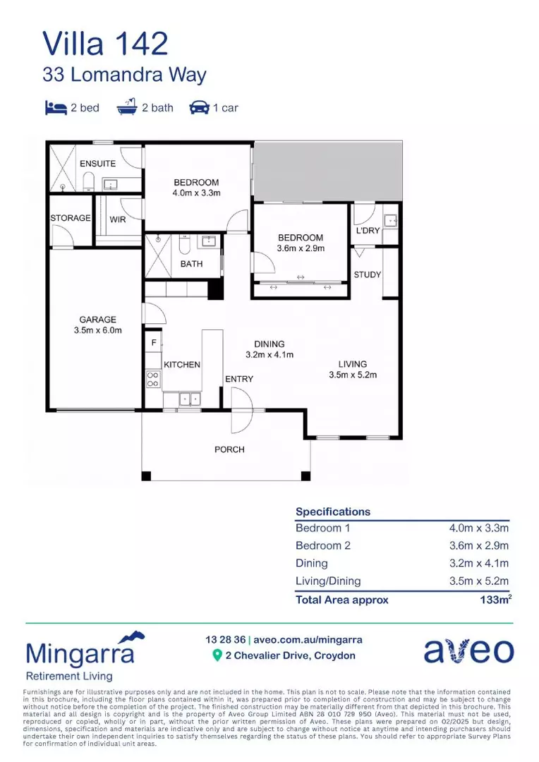 Modern 2-bedroom villa with private courtyard