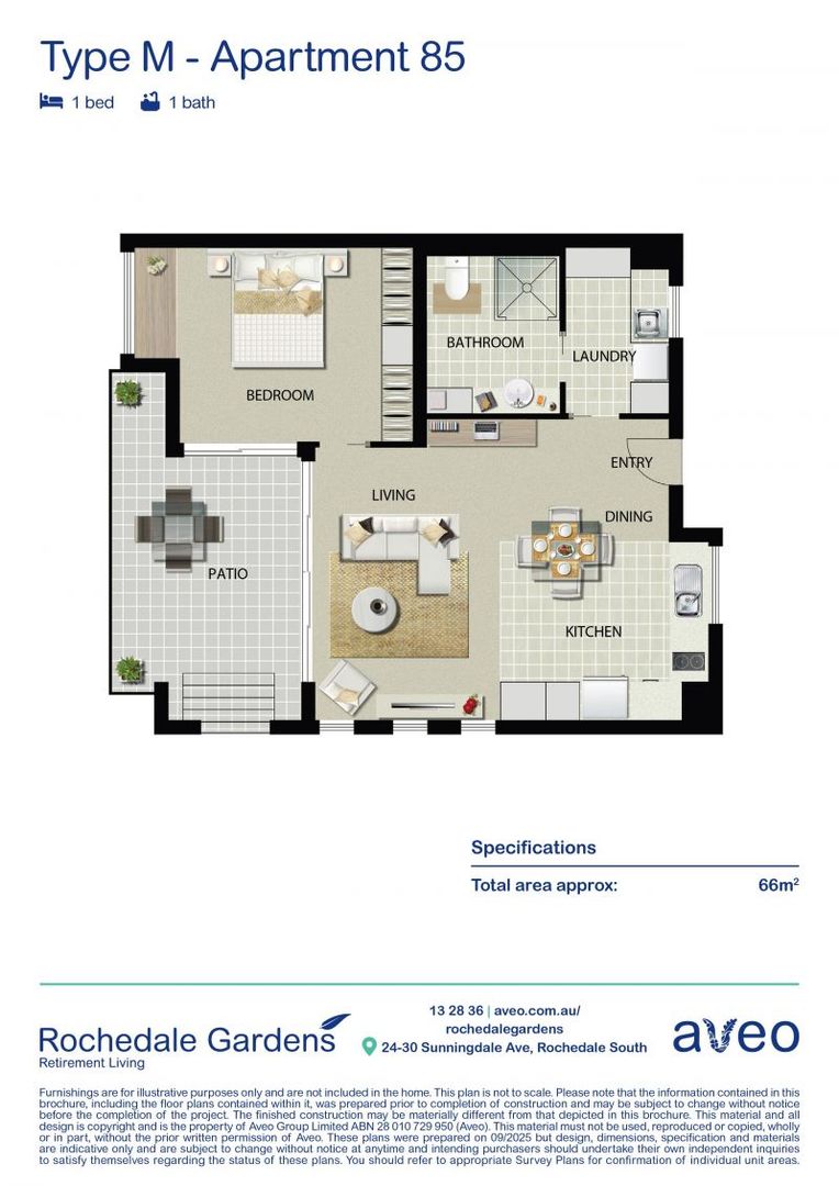 Ground-level one-bedroom apartment with separate bathroom