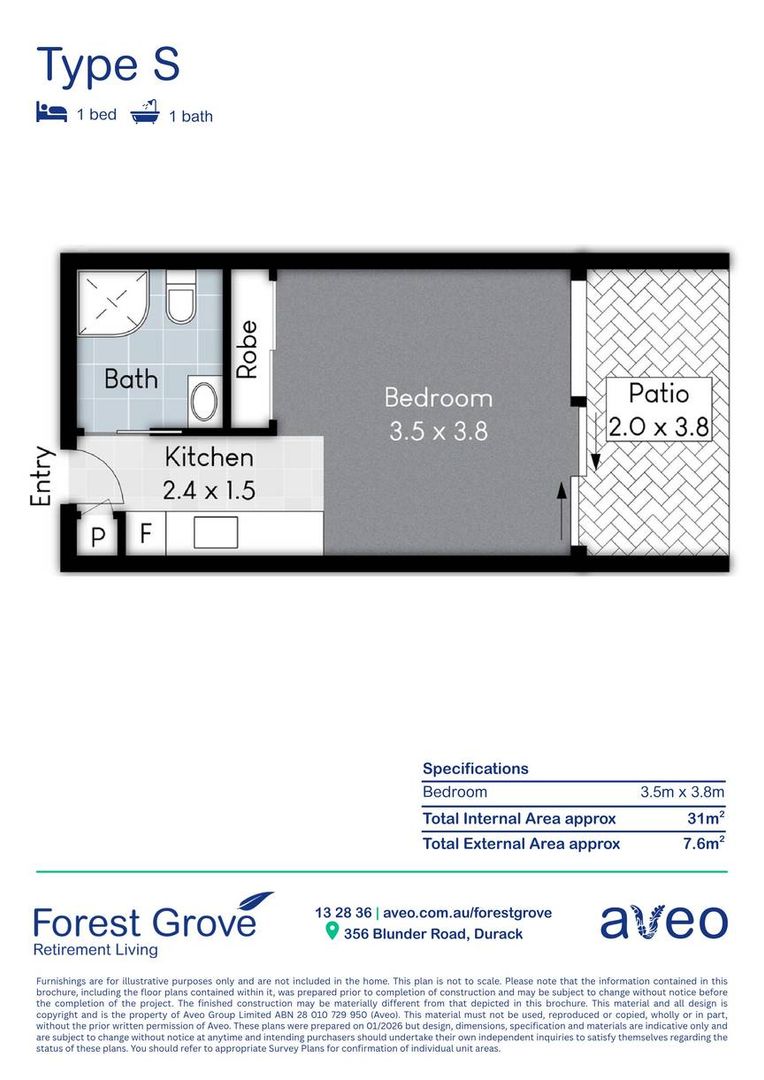 Studio apartment with private balcony