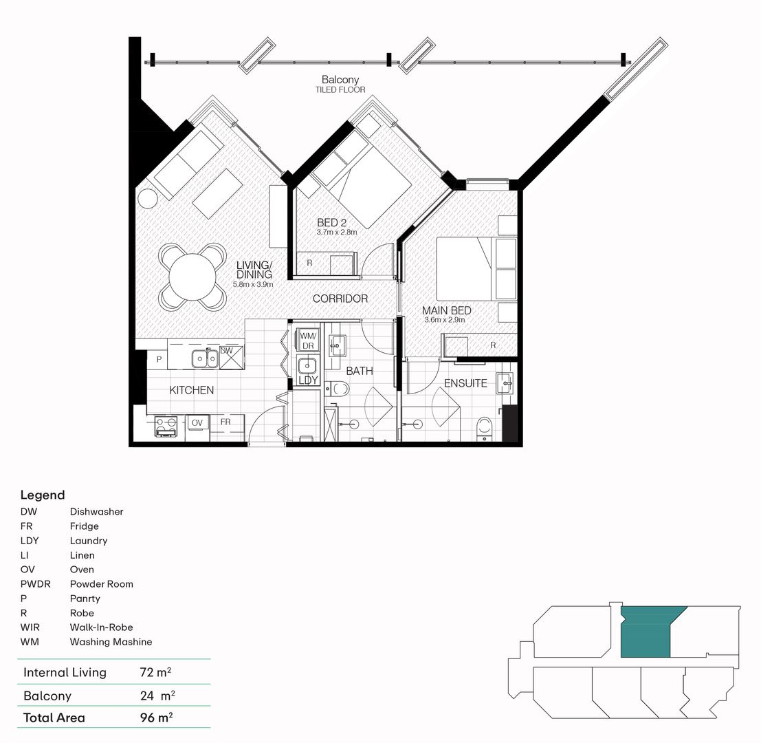 Architecturally Designed Two-bedroom Apartment on the 1st Floor
