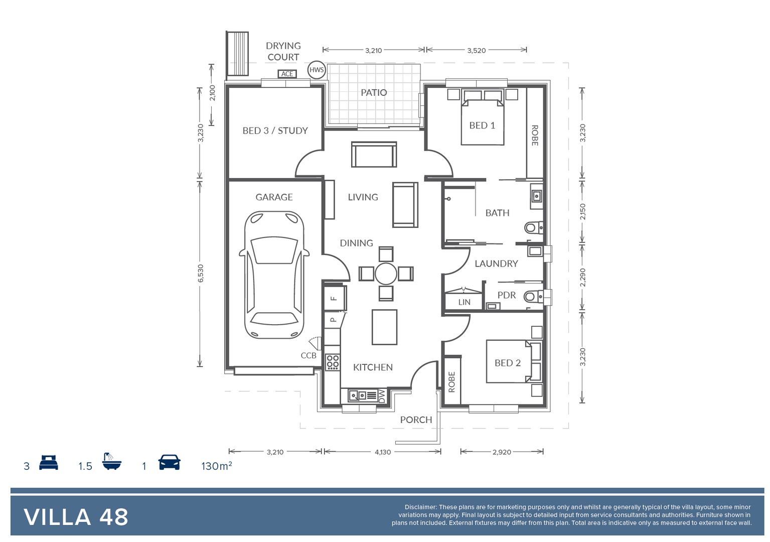 Villa 48 | 3 bed + 1 bath + powder