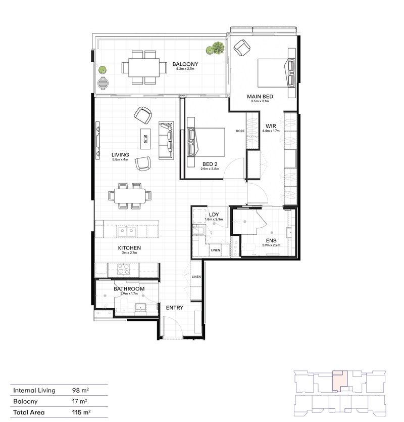 Exquisite Two-Bedroom Apartment with Scenic Northern Views – P503