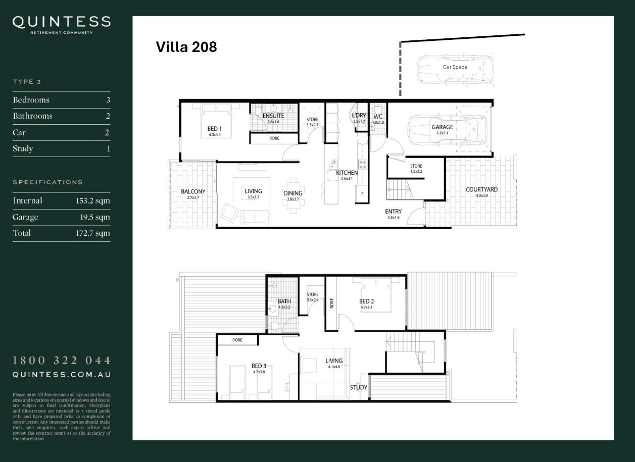 Large 3-Bedroom Villa with 2 Car Parking