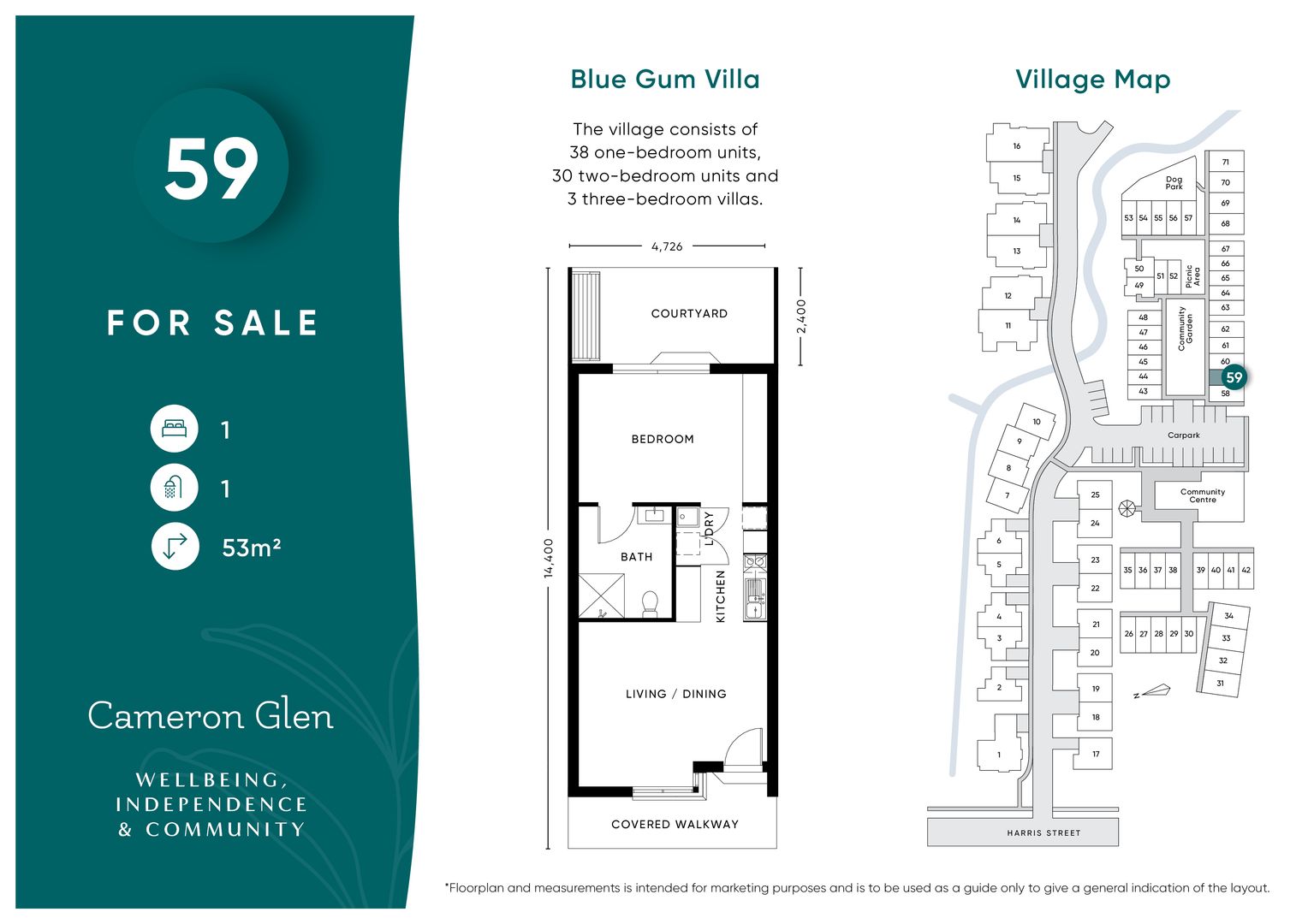 Spacious 1 bedroom villa in Supported Independent Living Village Newcastle