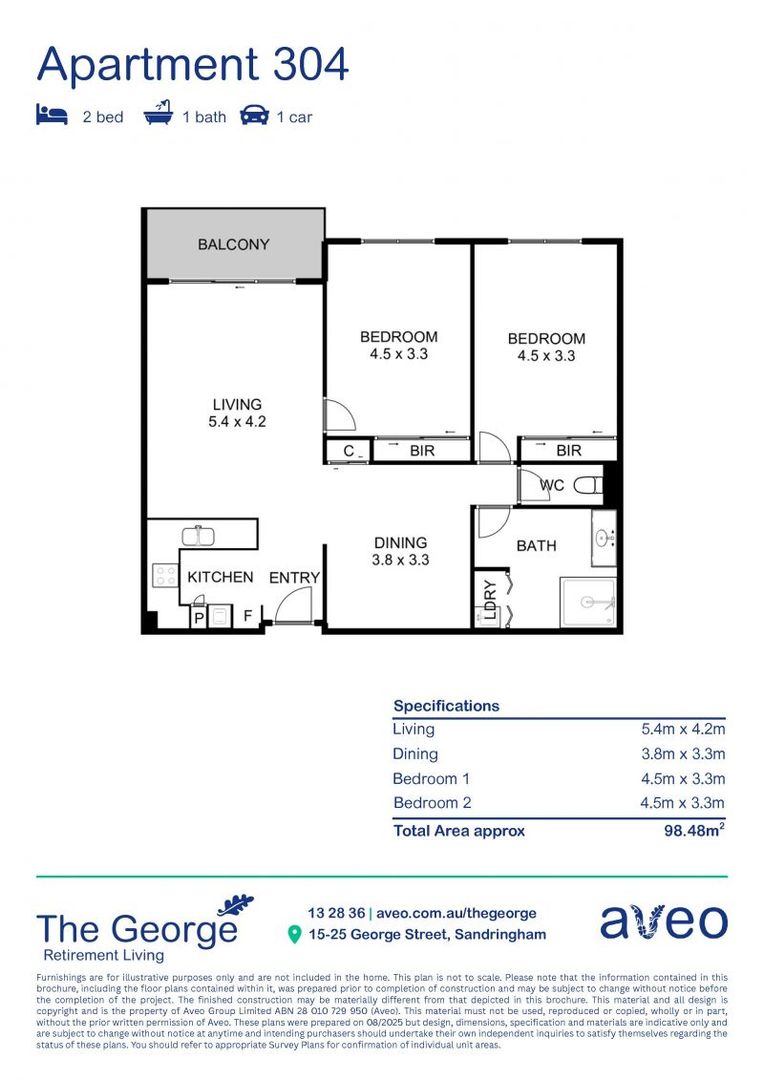 Bright and beautiful two-bedroom apartment with separate dining room