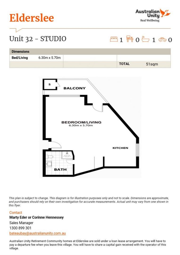 Over 55's - Upper Level Light Filled Studio