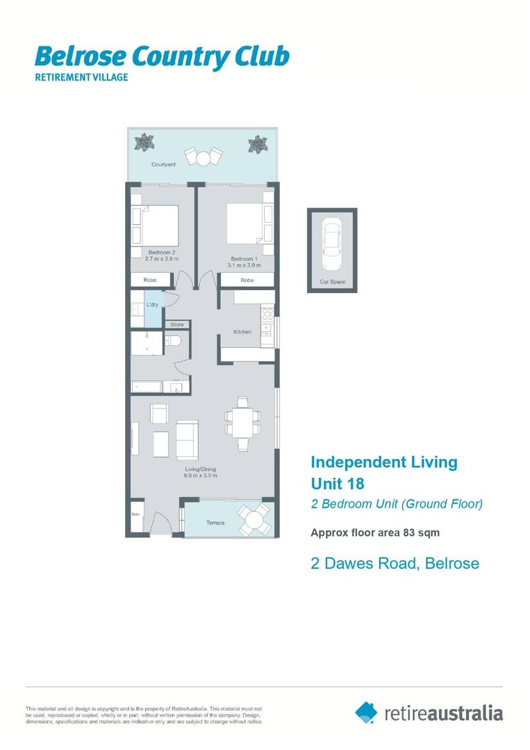 Ideally located, stylish ground floor unit near the Clubhouse with rear courtyard