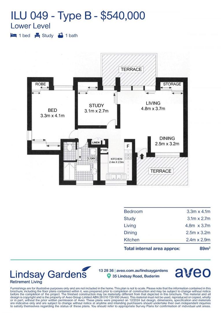 Available now! 1-bedroom plus study villa in perfect location!