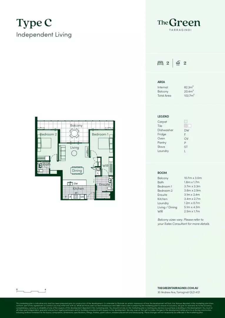 Premium apartment with tree lined outlook