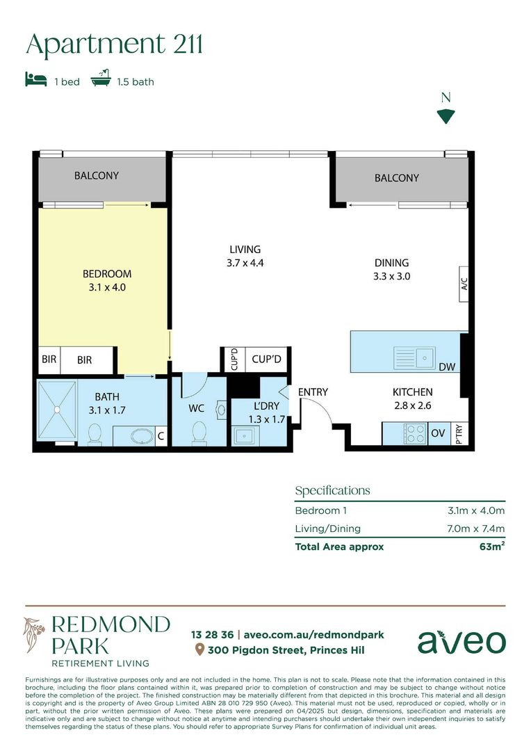 South Facing one-bedroom apartment