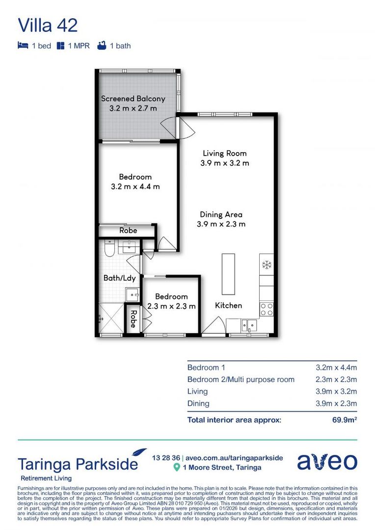 Spacious one-bedroom plus study