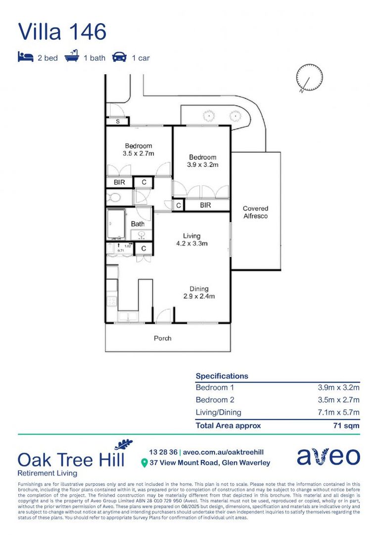 Beautiful two-bed villa on a large block