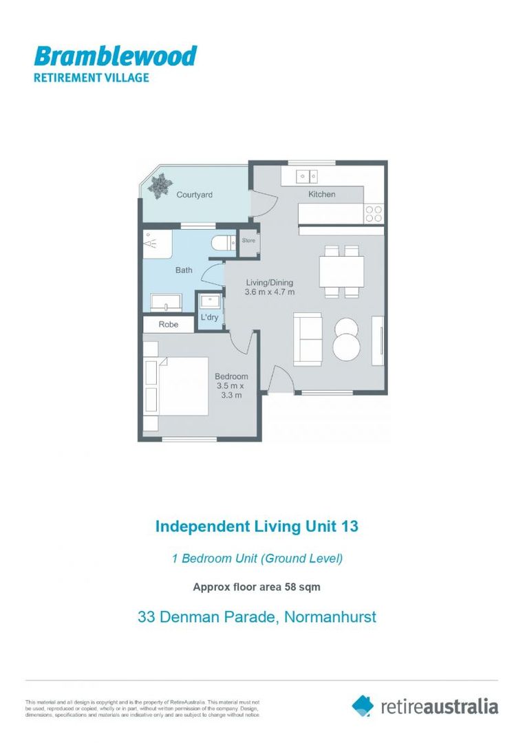 Beautifully renovated 1 bedroom  ground floor apartment close to the main clubhouse with large courtyard.
