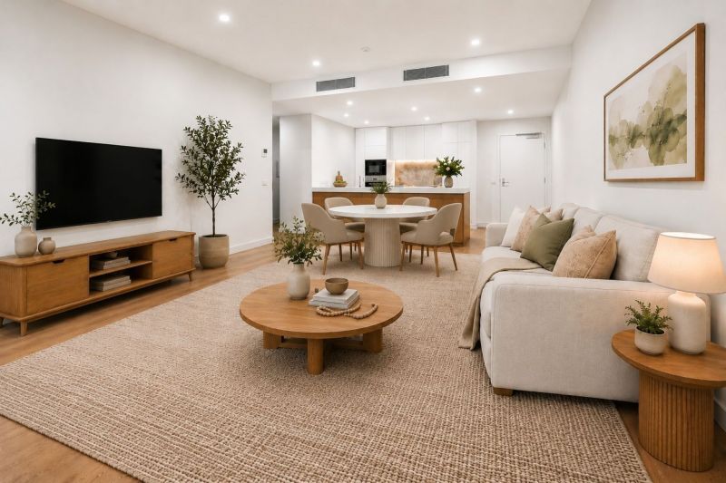Spacious one-bedroom apartment with stunning garden views overlooking the Yarra River Parklands
