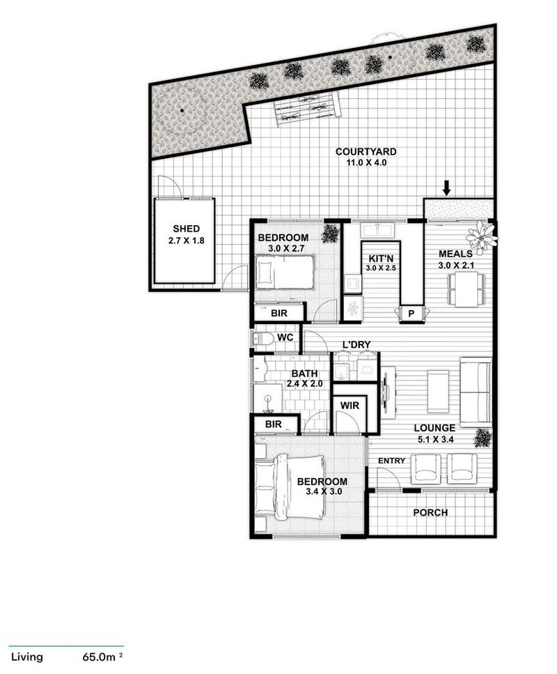 Stylishly Refreshed Unit with Courtyard in Top Location