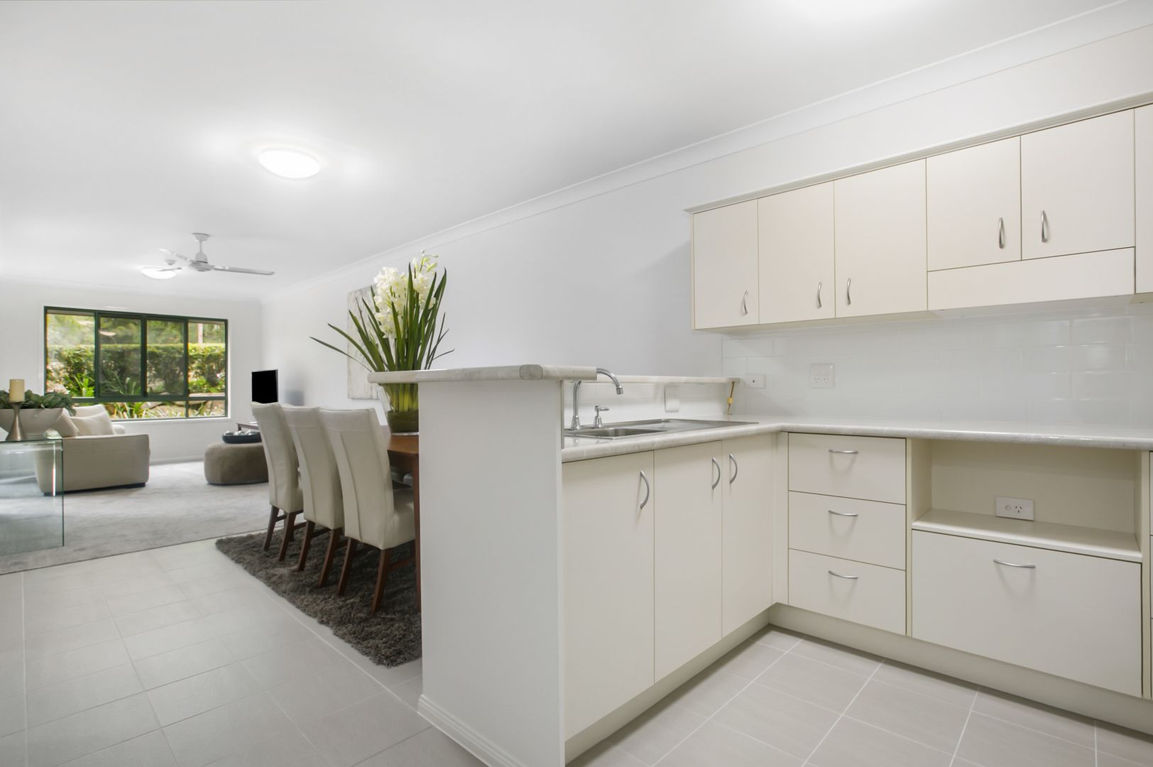 One-bedroom apartment with private patio and open-plan living