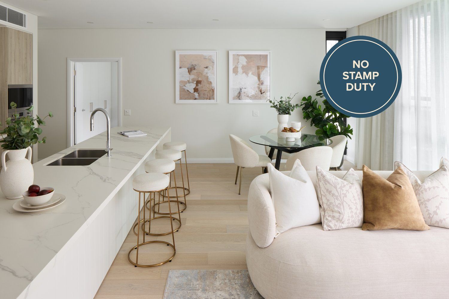 Spacious two-bedroom apartment with study and beautiful bay views
