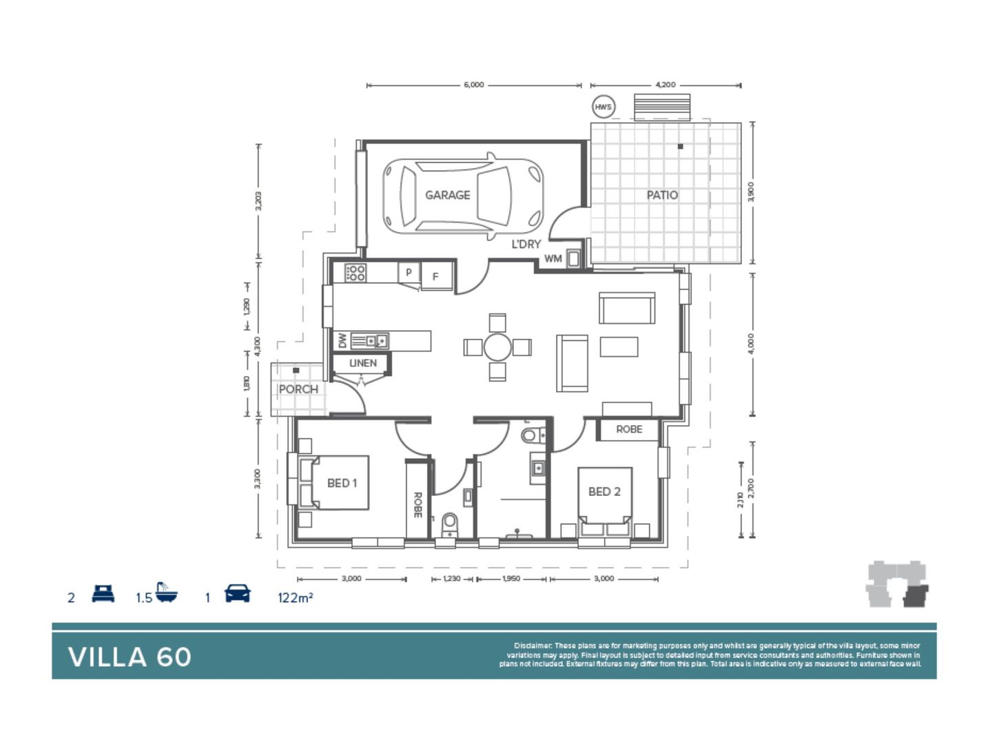 Villa 60 |2 bed, 1 bath + Powder & Garage - Oak Tree Retirement Village Orange