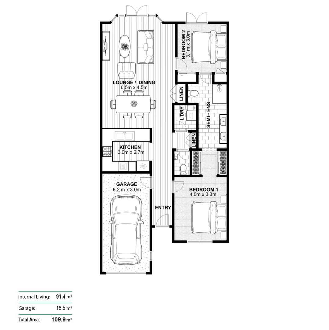Spacious Living, Sunny Courtyard