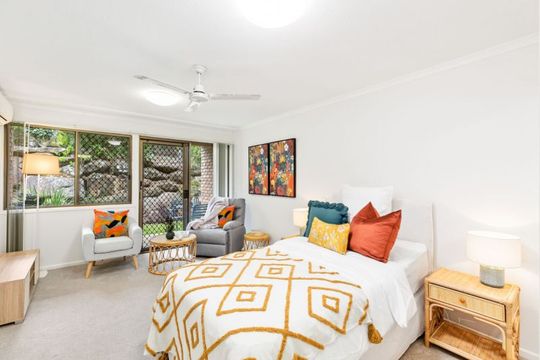 Ground level studio apartment with enclosed patio