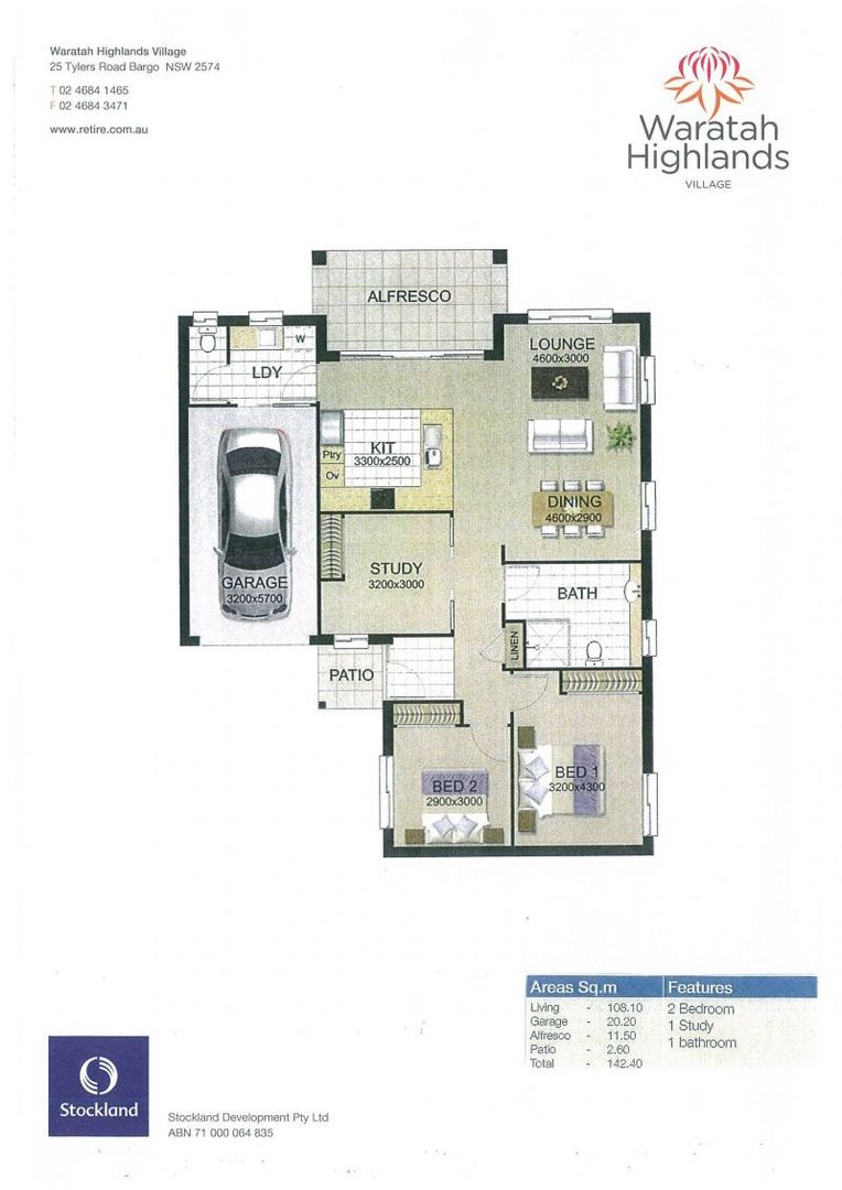 Waratah Highlands Retirement Village - 2 Bedroom plus Study lovely villa