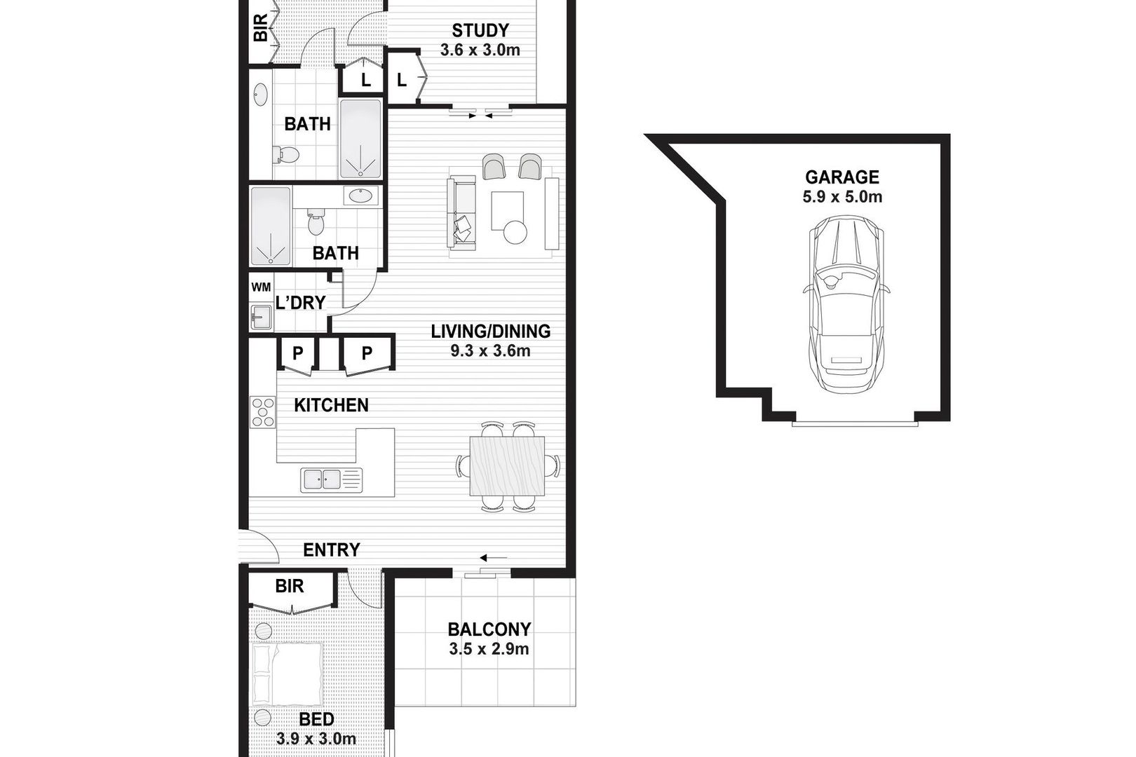 Sophisticated Living with Study and Dual Balconies