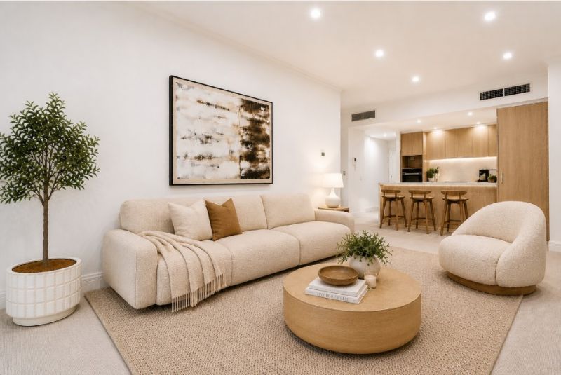 Spacious three-bedroom apartment with garden views