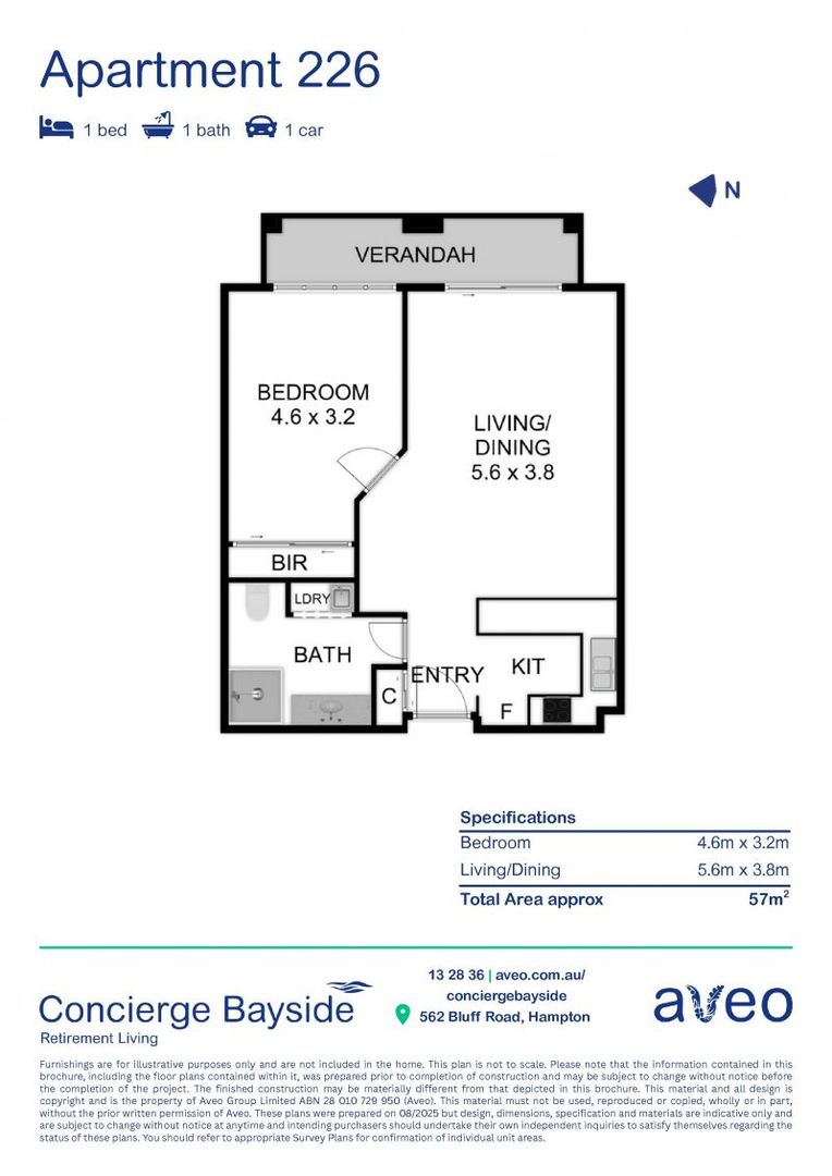 One-bedroom apartment with a large double balcony