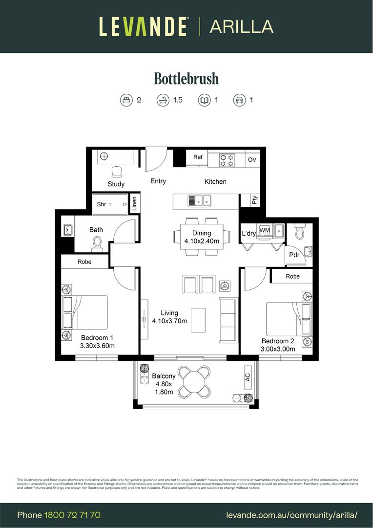 Two Bedroom + Study | Apartment 312