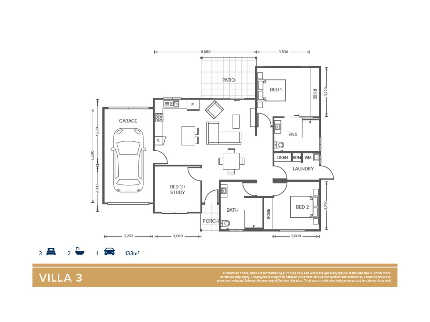 Villa 3 | 2 bed + 2 bath - Oak Tree Retirement Village Norman Gardens