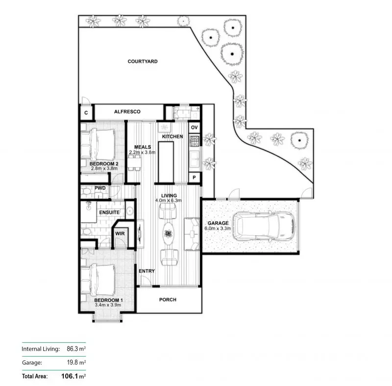 Garden-Wrapped Corner Home with Space and Privacy