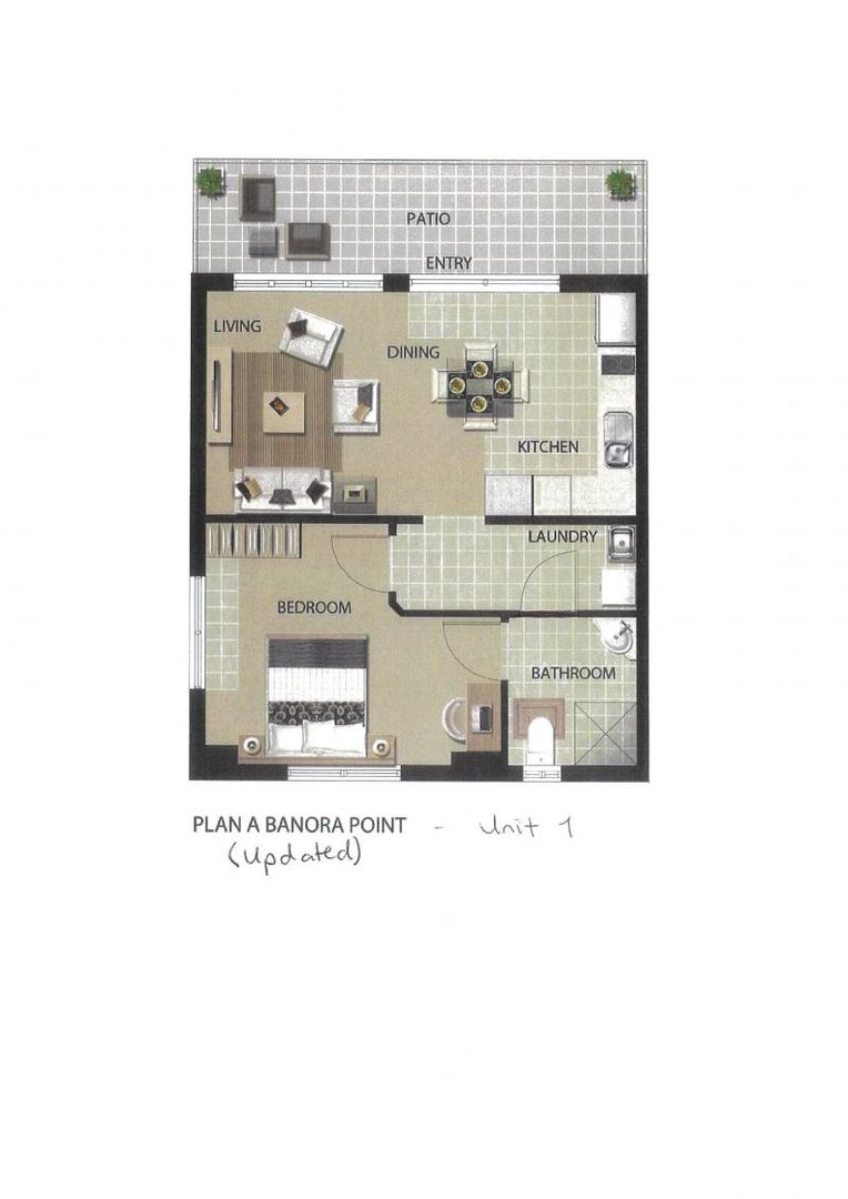 Spacious one-bedroom apartment with private courtyard