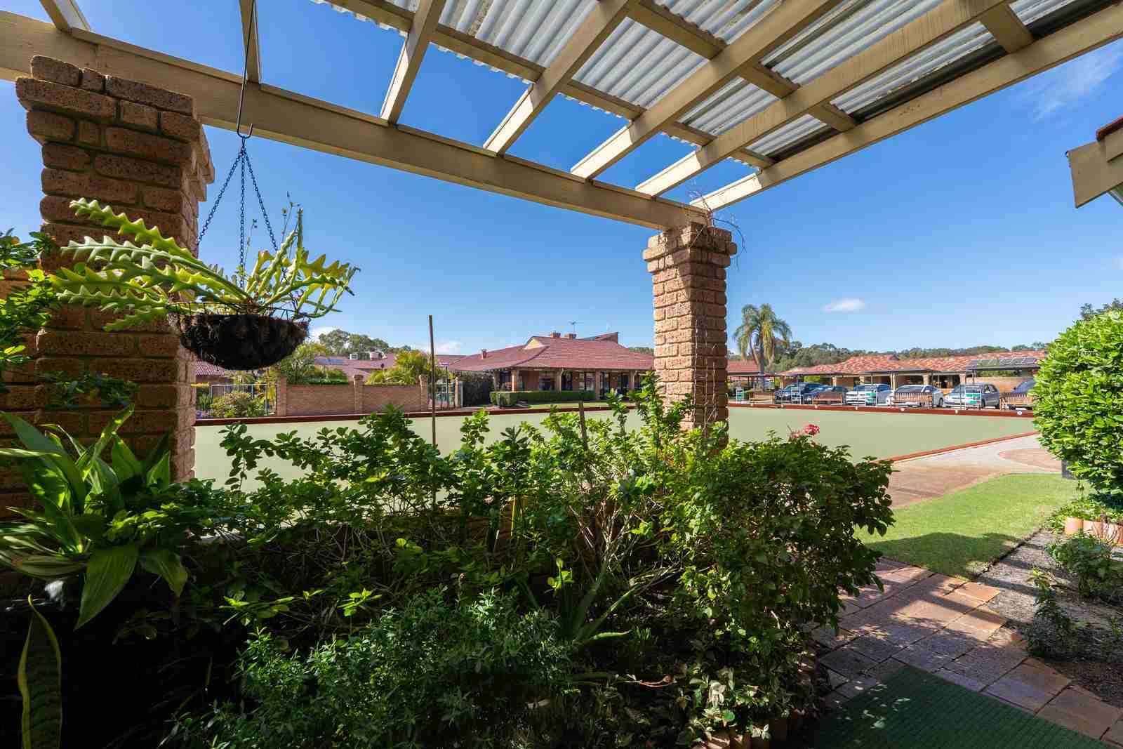 Bowling green views and a sunny east-facing courtyard