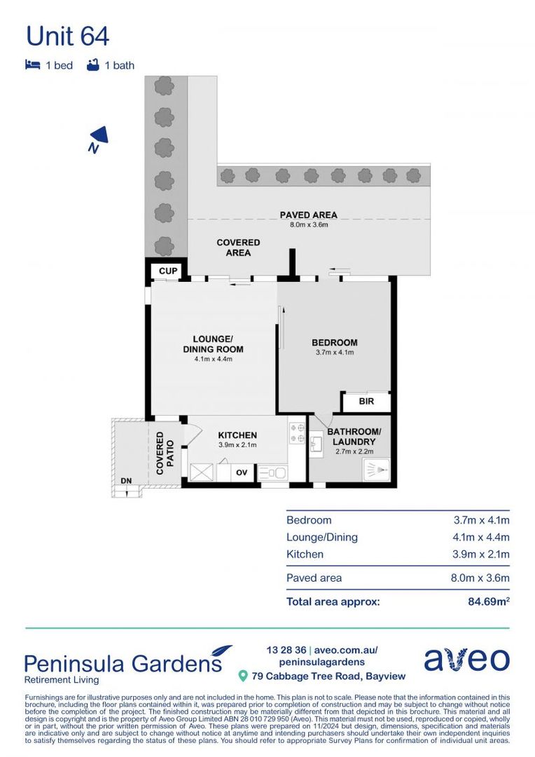 Stunning, north-facing one-bedroom unit