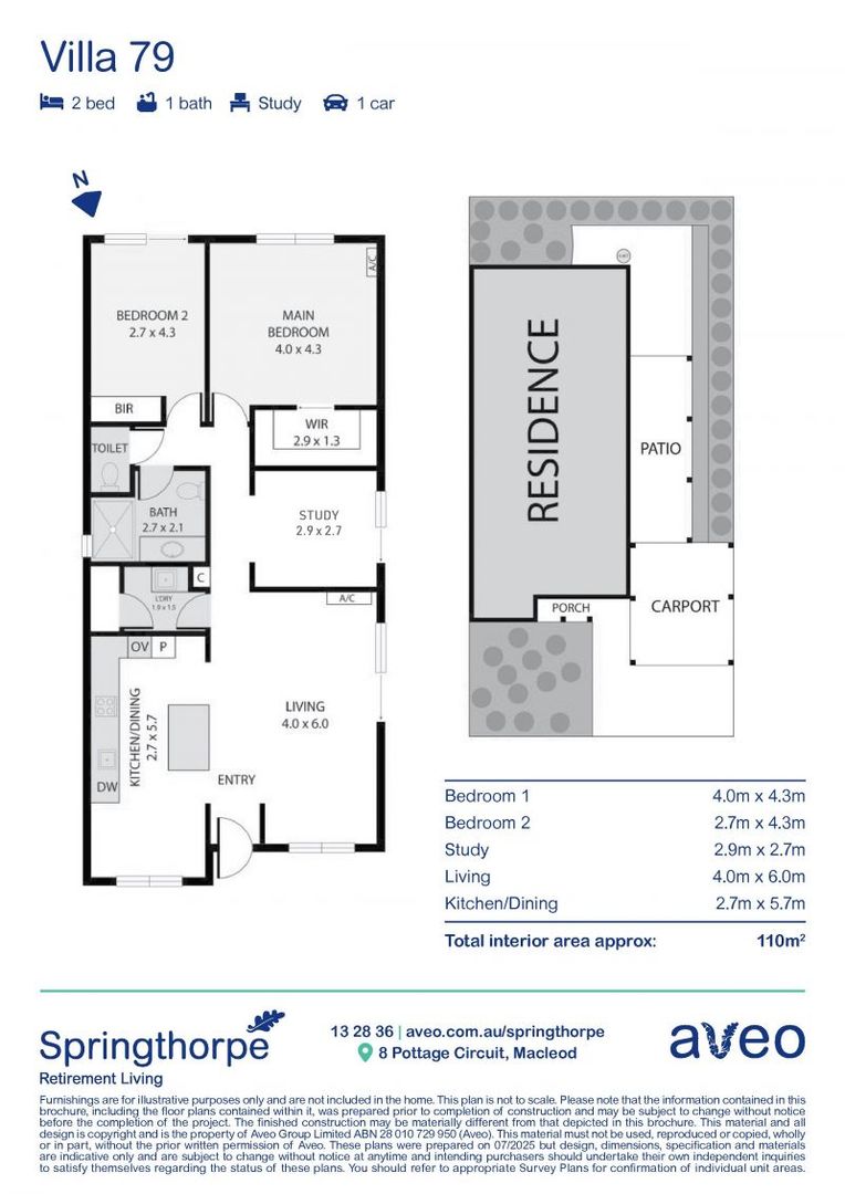 Stylishly updated two-bedroom plus study villa with delightful garden